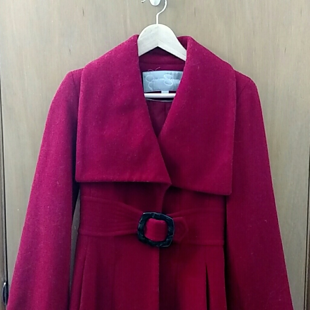 Jessica Simpson red wool trench coat - XS